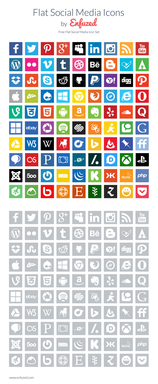 90 Free Flat Social Media Icons